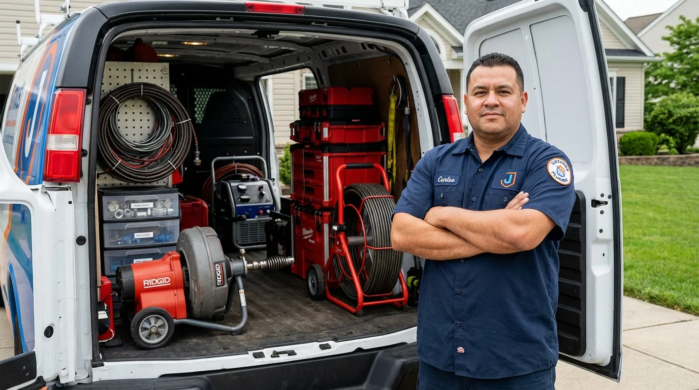 Professional drain cleaning equipment and Johns Plumbing LLC plumber in Indiantown
