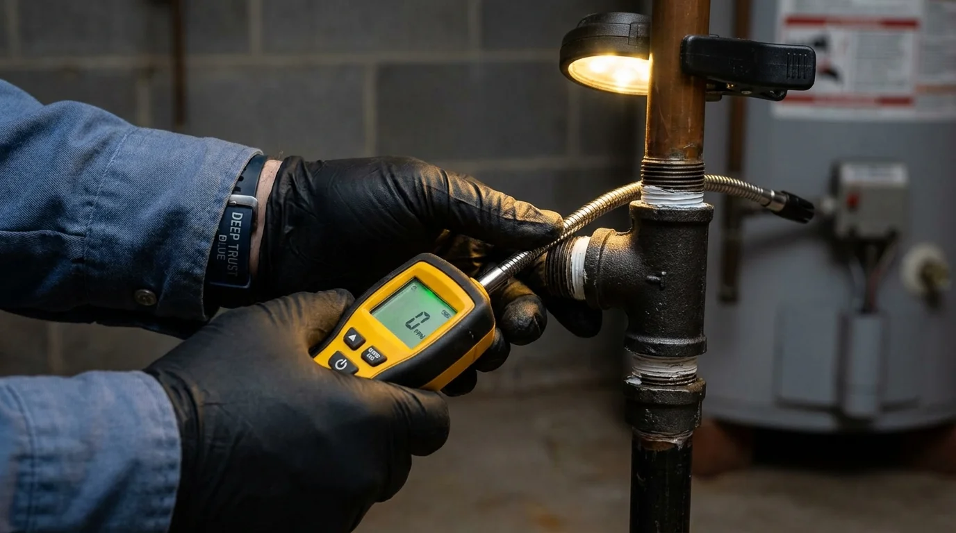 Gas leak detection with electronic sniffer by Johns Plumbing LLC in Indiantown